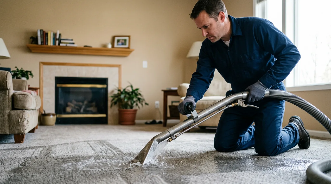 Water damage restoration technician working near Pahala, HI